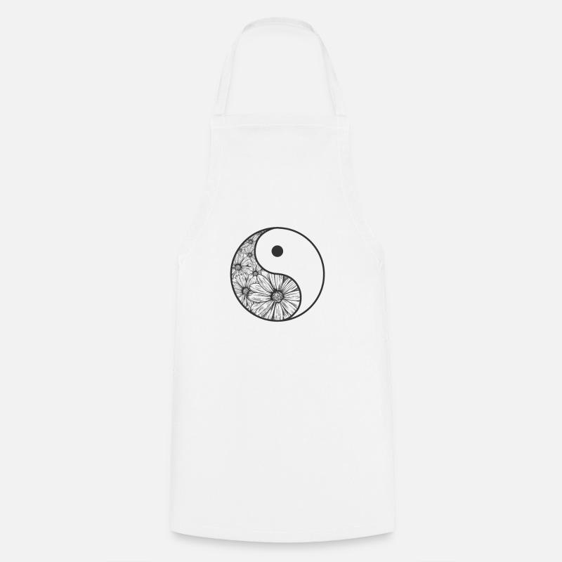 Fleurs Fleurs Yin et Yang - Tablier de cuisine - blanc