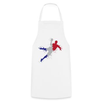 Drapeau de l’équipe de France de handball symbole d’éplosion - Tablier de cuisine - blanc - Devant - AI Model Male 185 dark (185cm)