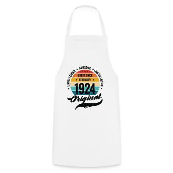 Retro 100 Years February 1924 Birthday Vintage - Cooking Apron - white - Front - AI Model Male 185 dark (185cm)
