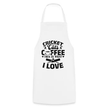 Cricket Cats Coffee This Is What I Love - Cricket - Kochschürze - Weiß - Vorne - AI Model Male 185 dark (185cm)