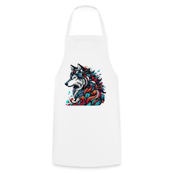 Wolf - Cooking Apron - white - Front - AI Model Male 185 dark (185cm)