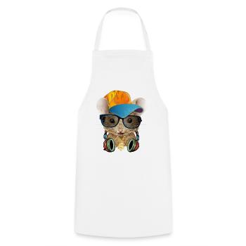 coole Maus mit Basecap,Sonnenbrille und Kopfhörer - Kochschürze - Weiß - Vorne - AI Model Male 185 dark (185cm)