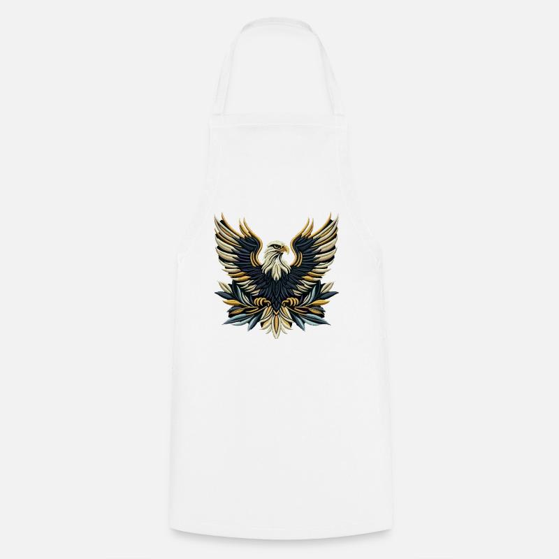 Regal Eagle Wings Embroidered Tee - Cooking Apron - white