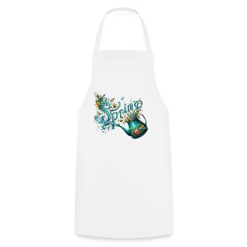 L’arrosage printanier peut lui permettre de faire pousser des fleurs printanières - Tablier de cuisine - blanc - Devant - AI Model Male 185 dark (185cm)