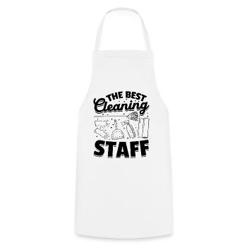 The Best Cleaning Staff - Housekeeper House Cleane - Cooking Apron - white - Front - AI Model Male 185 dark (185cm)