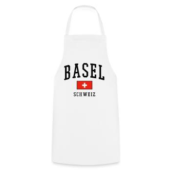 Basel Switzerland Flag - Cooking Apron - white - Front - AI Model Male 185 dark (185cm)