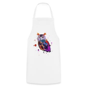 Owl Watercolor - Kochschürze - Weiß - Vorne - AI Model Male 185 dark (185cm)