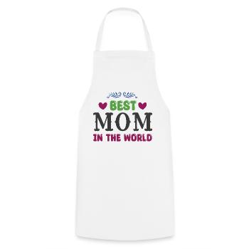 Best Mom in the World - Cooking Apron - white - Front - AI Model Male 185 dark (185cm)