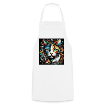 Cat - Cooking Apron - white - Front - AI Model Male 185 dark (185cm)