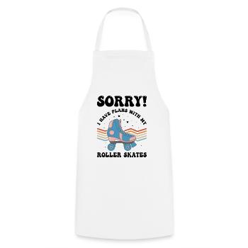 Pardon! J’ai des projets avec mes patins à roulettes - Tablier de cuisine - blanc - Devant - AI Model Male 185 dark (185cm)