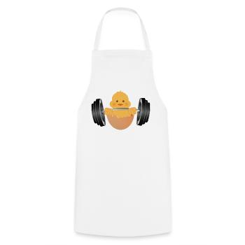 Bodybuilder chick with dumbbell during workout - Cooking Apron - white - Front - AI Model Male 185 dark (185cm)