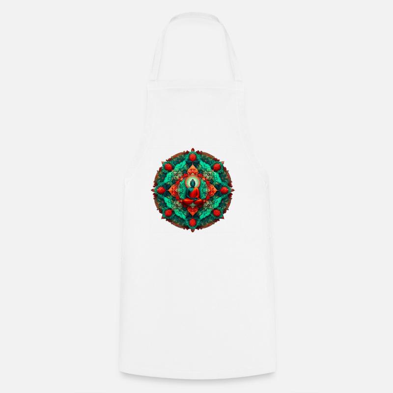 Bouddha Mandala sarcelle - Tablier de cuisine - blanc