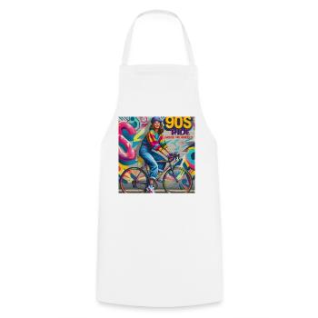 90S Ride Grove on Wheels - filles à vélo - Tablier de cuisine - blanc - Devant - AI Model Male 185 dark (185cm)