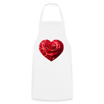 Rose Heart (01) - Cooking Apron - white - Front - AI Model Male 185 dark (185cm)