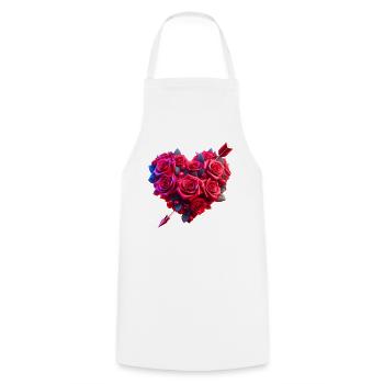 Coeur de rose (02) - Tablier de cuisine - blanc - Devant - AI Model Male 185 dark (185cm)