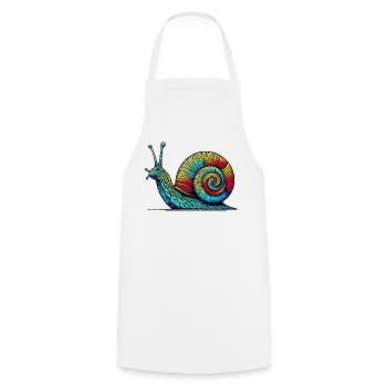 Schnecke - Kochschürze - Weiß - Vorne - AI Model Male 185 dark (185cm)