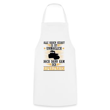 Then came the asphalt builder road builder - Cooking Apron - white - Front - AI Model Male 185 dark (185cm)