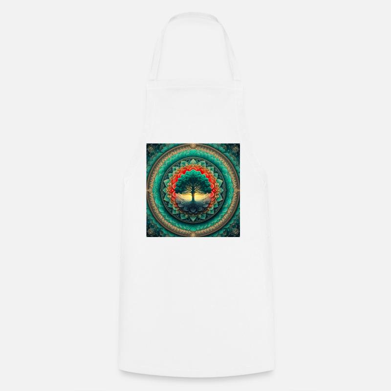 Arbre dans le mandala de lumière - Tablier de cuisine - blanc