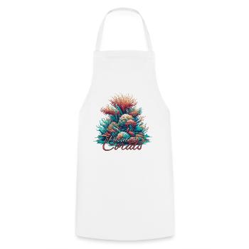 Passion pour le cadeau corail - Tablier de cuisine - blanc - Devant - AI Model Male 185 dark (185cm)