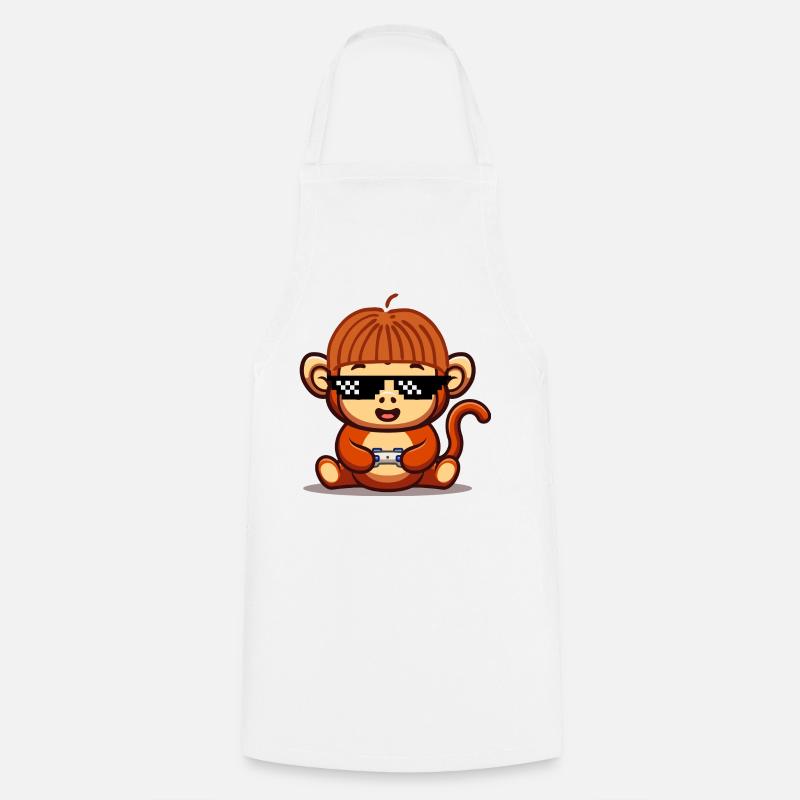 Singe de jeu - Tablier de cuisine - blanc