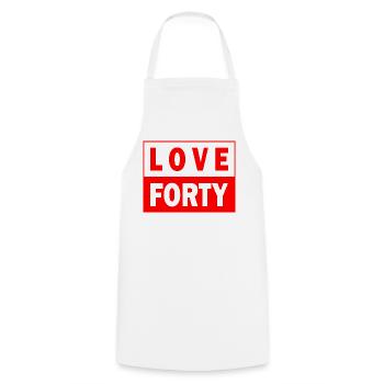 Love Forty Tennis Birthday Design 40 Shirt - Kochschürze - Weiß - Vorne - AI Model Male 185 dark (185cm)