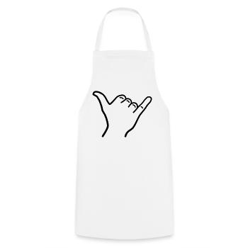 Shaka Hand Icon Outline Surfing Hawaii Greeting - Cooking Apron - white - Front - AI Model Male 185 dark (185cm)