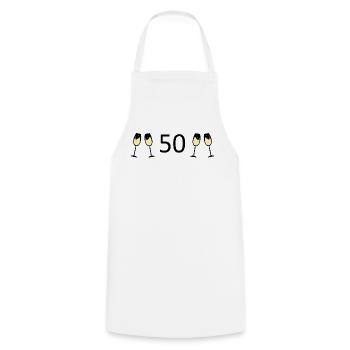 50th Birthday 50 Years Anniversary 50 Number 50 Black - Cooking Apron - white - Front - AI Model Male 185 dark (185cm)