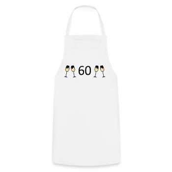 60e anniversaire 60e anniversaire 60 numéro 60 noir - Tablier de cuisine - blanc - Devant - AI Model Male 185 dark (185cm)