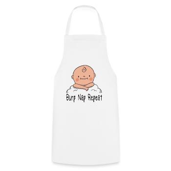 Burp Nap Repeat Pregnancy Baby Babies - Cooking Apron - white - Front - AI Model Male 185 dark (185cm)