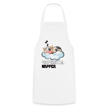 Professinonal Napper Cow Sleeping Late Riser - Cooking Apron - white - Front - AI Model Male 185 dark (185cm)