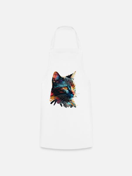 Bunte Katze - Kochschürze - Weiß