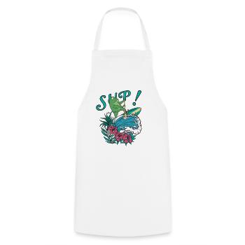 SUP paddleboarding Stand Up Paddle Frog surfing - Cooking Apron - white - Front - AI Model Male 185 dark (185cm)