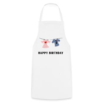 HAPPY BIRTHDAY - Tablier de cuisine - blanc - Devant - AI Model Male 185 dark (185cm)