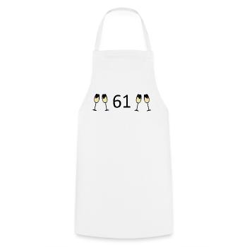 61st Birthday 61 Years Jubilee 61 Number 61 black - Cooking Apron - white - Front - AI Model Male 185 dark (185cm)
