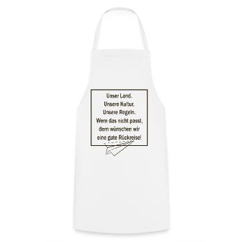 Notre pays, notre culture, nos règles, - Tablier de cuisine - blanc - Devant - AI Model Male 185 dark (185cm)