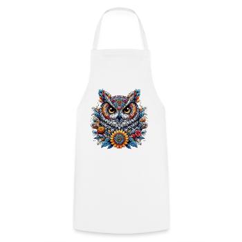 Owl - Cooking Apron - white - Front - AI Model Male 185 dark (185cm)