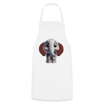 Cute Elephant Art Design - Cooking Apron - white - Front - AI Model Male 185 dark (185cm)