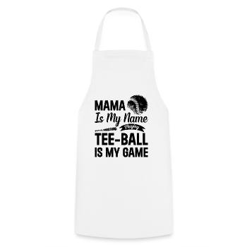 Maman c’est mon nom qui joue Le tee-ball c’est mon jeu - Teeb - Tablier de cuisine - blanc - Devant - AI Model Male 185 dark (185cm)