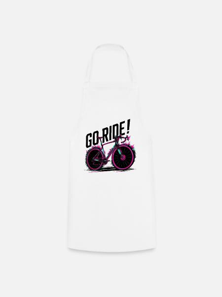 Neon Cycling Adventure Illustration - Cooking Apron - white