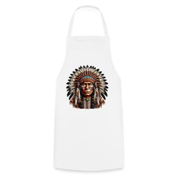 Amérindien Peau rouge d’Amérique - Tablier de cuisine - blanc - Devant - AI Model Male 185 dark (185cm)