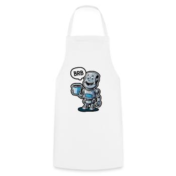 Lustiger Roboter mit Kaffee und Satz BRB - Kochschürze - Weiß - Vorne - AI Model Male 185 dark (185cm)