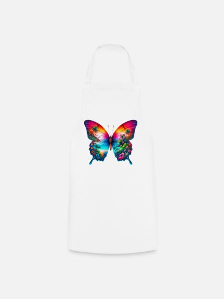 Schmetterling - Kochschürze - Weiß