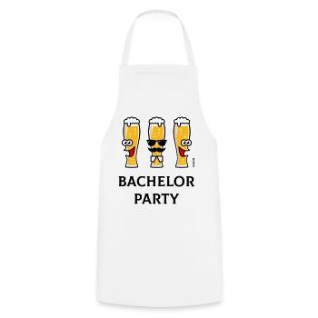 Bachelor Party (Stag Night / Beer Glasses / 3C) - Cooking Apron - white - Front - AI Model Male 185 dark (185cm)