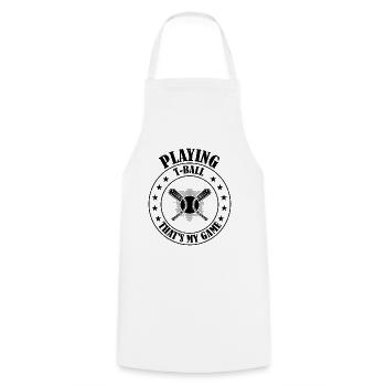 Jouer au T-Ball, c’est mon jeu - Tablier de cuisine - blanc - Devant - AI Model Male 185 dark (185cm)