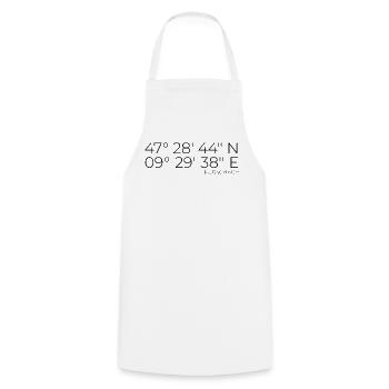 Coordinates Rorschach, Switzerland - Cooking Apron - white - Front - AI Model Male 185 dark (185cm)