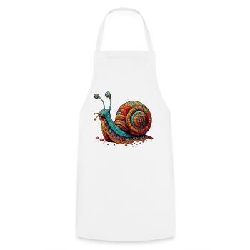 Schnecke - Kochschürze - Weiß - Vorne - AI Model Male 185 dark (185cm)