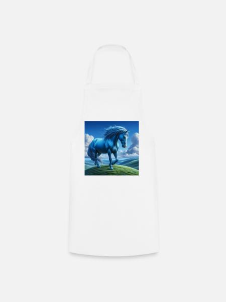 Blaues Pferd - Kochschürze - Weiß