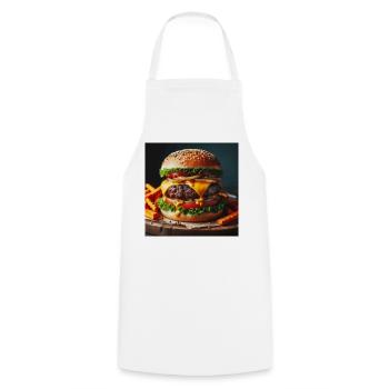 Burger complet - Tablier de cuisine - blanc - Devant - AI Model Male 185 dark (185cm)