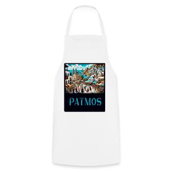 Design paradisiaque de Patmos en Grèce - Tablier de cuisine - blanc - Devant - AI Model Male 185 dark (185cm)