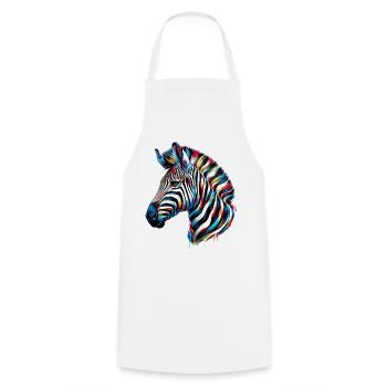 Zebra - Kochschürze - Weiß - Vorne - AI Model Male 185 dark (185cm)